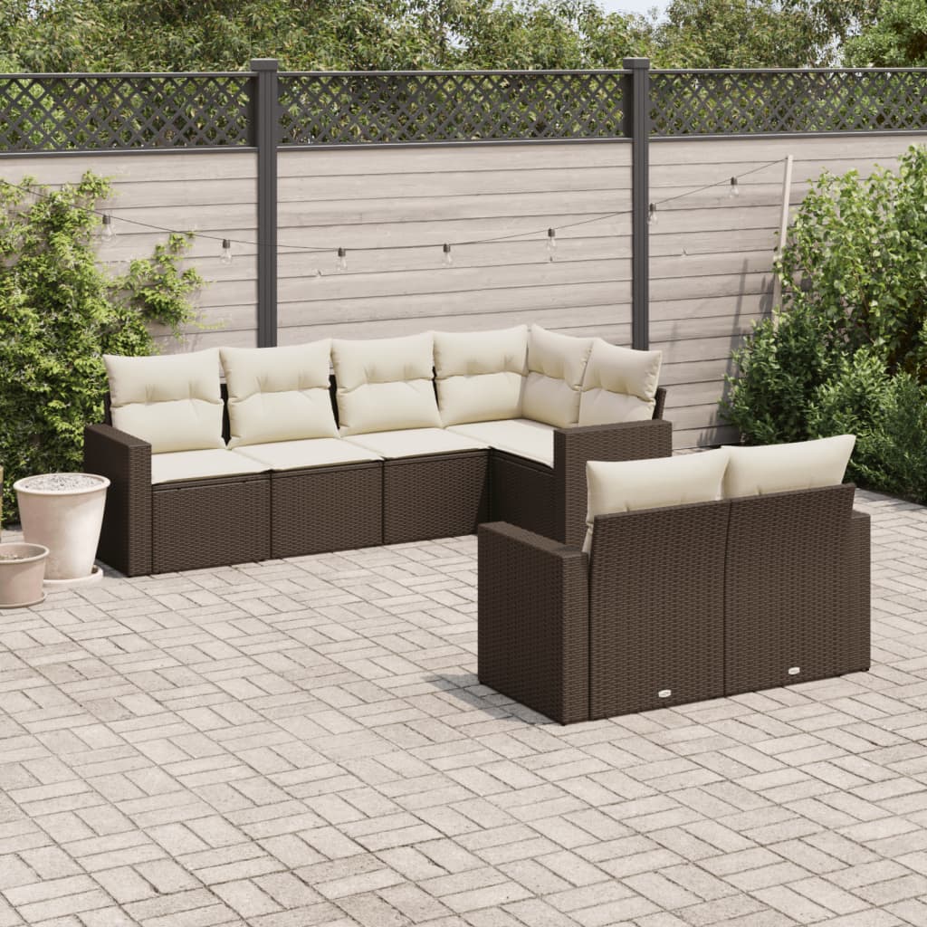 7-delige Loungeset met kussens poly rattan bruin Modulaire tuinbanken | Creëer jouw Trendy Thuis | Gratis bezorgd & Retour | Trendy.nl