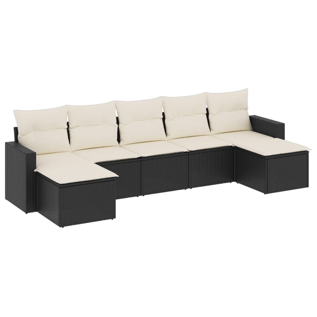 7-delige Loungeset met kussens poly rattan zwart Modulaire tuinbanken | Creëer jouw Trendy Thuis | Gratis bezorgd & Retour | Trendy.nl