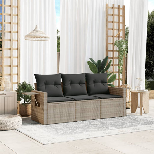 3-delige Loungeset met kussens poly rattan lichtgrijs Tuinsets | Creëer jouw Trendy Thuis | Gratis bezorgd & Retour | Trendy.nl