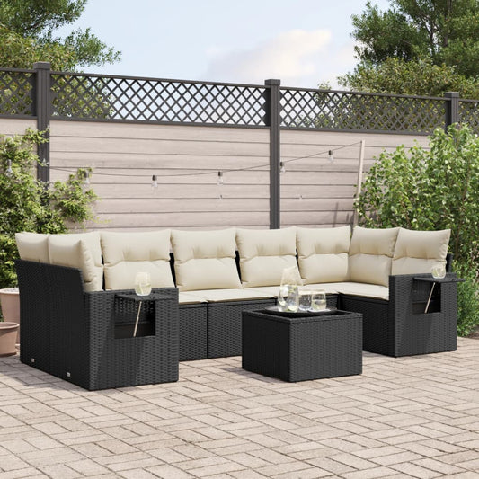 8-delige Loungeset met kussens poly rattan zwart Tuinsets | Creëer jouw Trendy Thuis | Gratis bezorgd & Retour | Trendy.nl