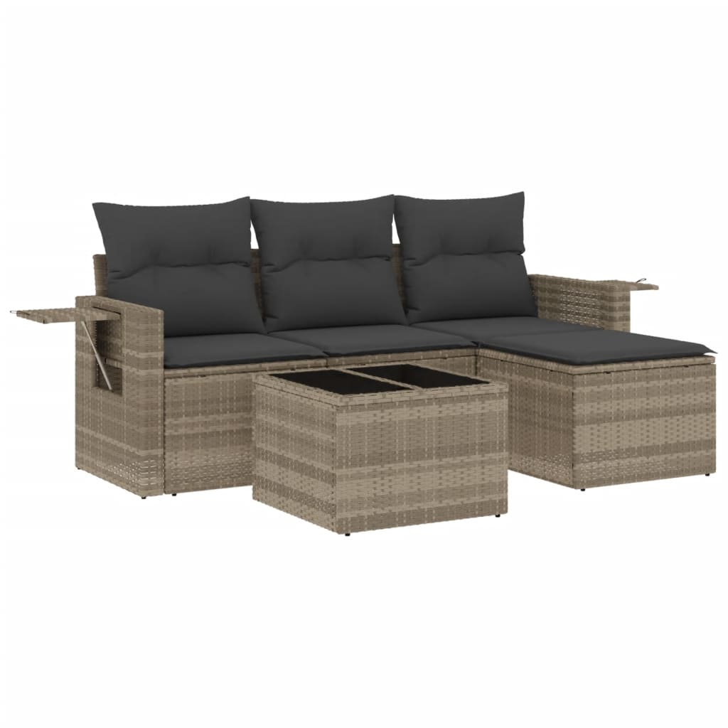 4-delige Loungeset met kussens poly rattan lichtgrijs Tuinsets | Creëer jouw Trendy Thuis | Gratis bezorgd & Retour | Trendy.nl