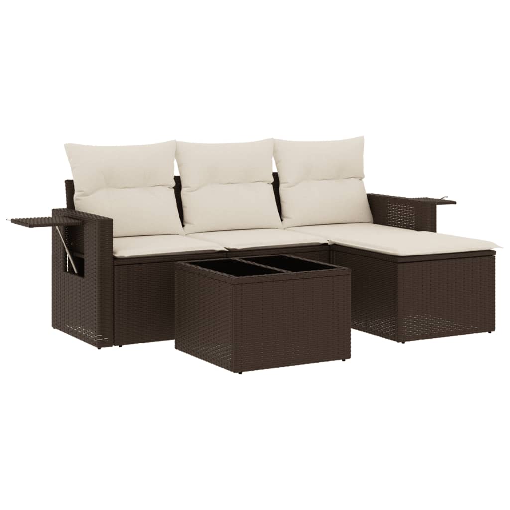 4-delige Loungeset met kussens poly rattan bruin Tuinsets | Creëer jouw Trendy Thuis | Gratis bezorgd & Retour | Trendy.nl