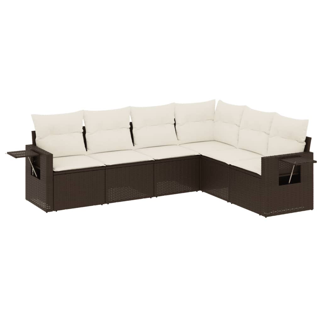 6-delige Loungeset met kussens poly rattan bruin Tuinsets | Creëer jouw Trendy Thuis | Gratis bezorgd & Retour | Trendy.nl