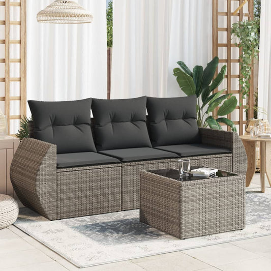 4-delige Loungeset met kussens poly rattan grijs Tuinsets | Creëer jouw Trendy Thuis | Gratis bezorgd & Retour | Trendy.nl