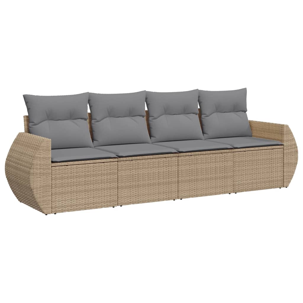 4-delige Loungeset met kussens poly rattan beige Tuinsets | Creëer jouw Trendy Thuis | Gratis bezorgd & Retour | Trendy.nl