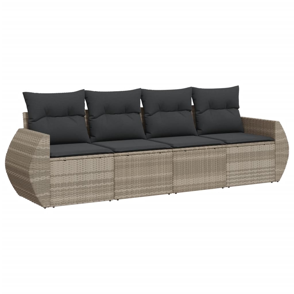 4-delige Loungeset met kussens poly rattan lichtgrijs Tuinsets | Creëer jouw Trendy Thuis | Gratis bezorgd & Retour | Trendy.nl