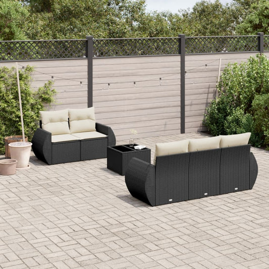 6-delige Loungeset met kussens poly rattan zwart Tuinsets | Creëer jouw Trendy Thuis | Gratis bezorgd & Retour | Trendy.nl