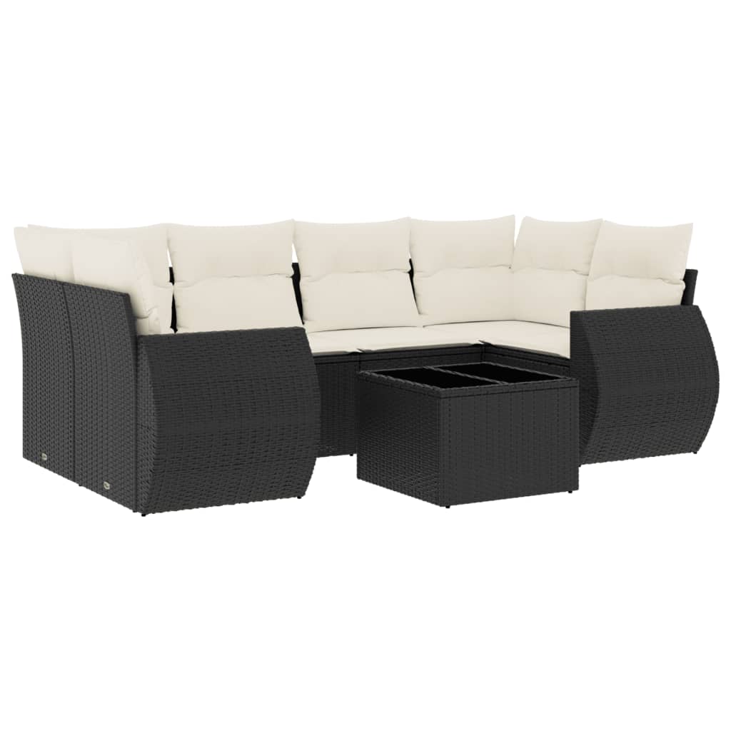 7-delige Loungeset met kussens poly rattan zwart Tuinsets | Creëer jouw Trendy Thuis | Gratis bezorgd & Retour | Trendy.nl