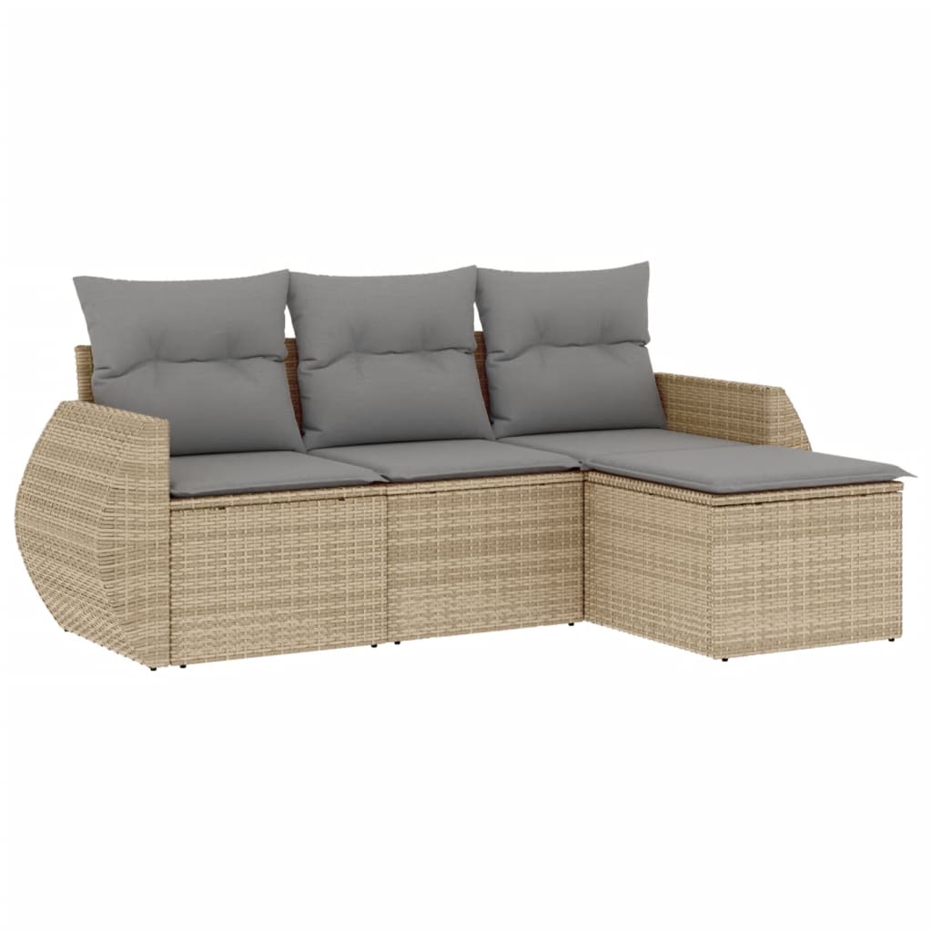 4-delige Loungeset met kussens poly rattan beige Tuinsets | Creëer jouw Trendy Thuis | Gratis bezorgd & Retour | Trendy.nl