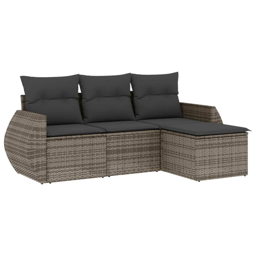 4-delige Loungeset met kussens poly rattan grijs Tuinsets | Creëer jouw Trendy Thuis | Gratis bezorgd & Retour | Trendy.nl