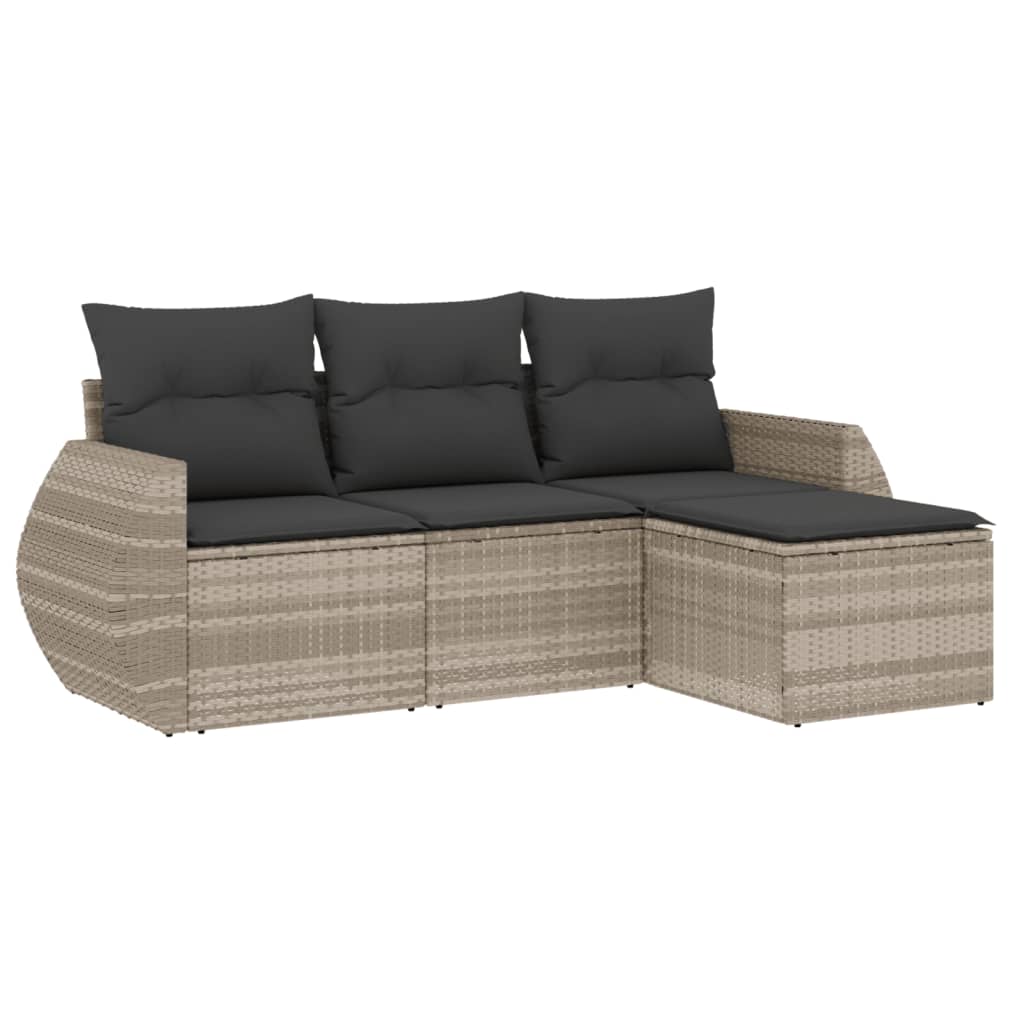 4-delige Loungeset met kussens poly rattan lichtgrijs Tuinsets | Creëer jouw Trendy Thuis | Gratis bezorgd & Retour | Trendy.nl