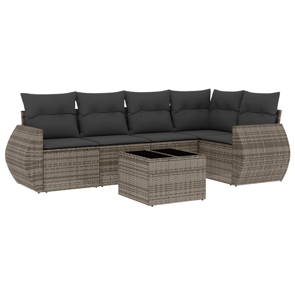 6-delige Loungeset met kussens poly rattan grijs Tuinsets | Creëer jouw Trendy Thuis | Gratis bezorgd & Retour | Trendy.nl