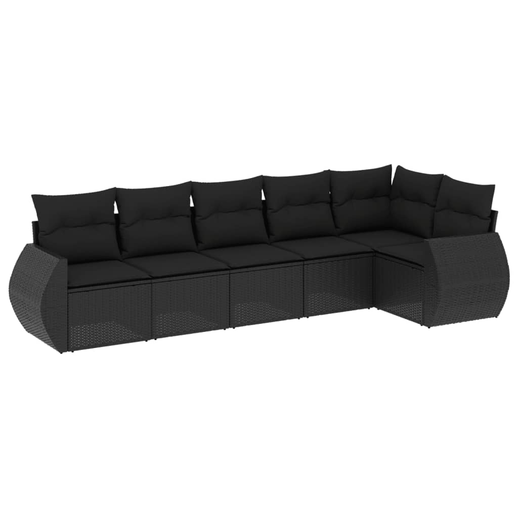 6-delige Loungeset met kussens poly rattan zwart Tuinsets | Creëer jouw Trendy Thuis | Gratis bezorgd & Retour | Trendy.nl