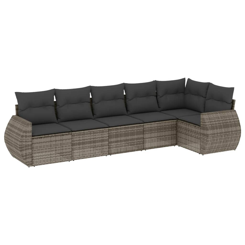 6-delige Loungeset met kussens poly rattan grijs Tuinsets | Creëer jouw Trendy Thuis | Gratis bezorgd & Retour | Trendy.nl