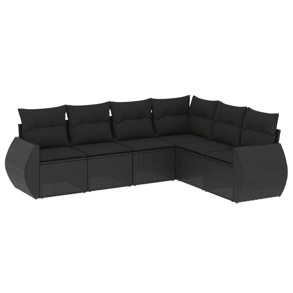 6-delige Loungeset met kussens poly rattan zwart Tuinsets | Creëer jouw Trendy Thuis | Gratis bezorgd & Retour | Trendy.nl