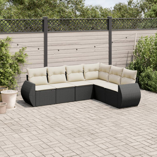 6-delige Loungeset met kussens poly rattan zwart Tuinsets | Creëer jouw Trendy Thuis | Gratis bezorgd & Retour | Trendy.nl