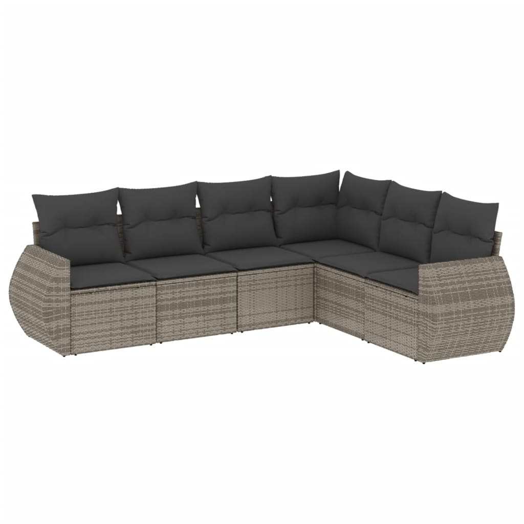 6-delige Loungeset met kussens poly rattan grijs Tuinsets | Creëer jouw Trendy Thuis | Gratis bezorgd & Retour | Trendy.nl