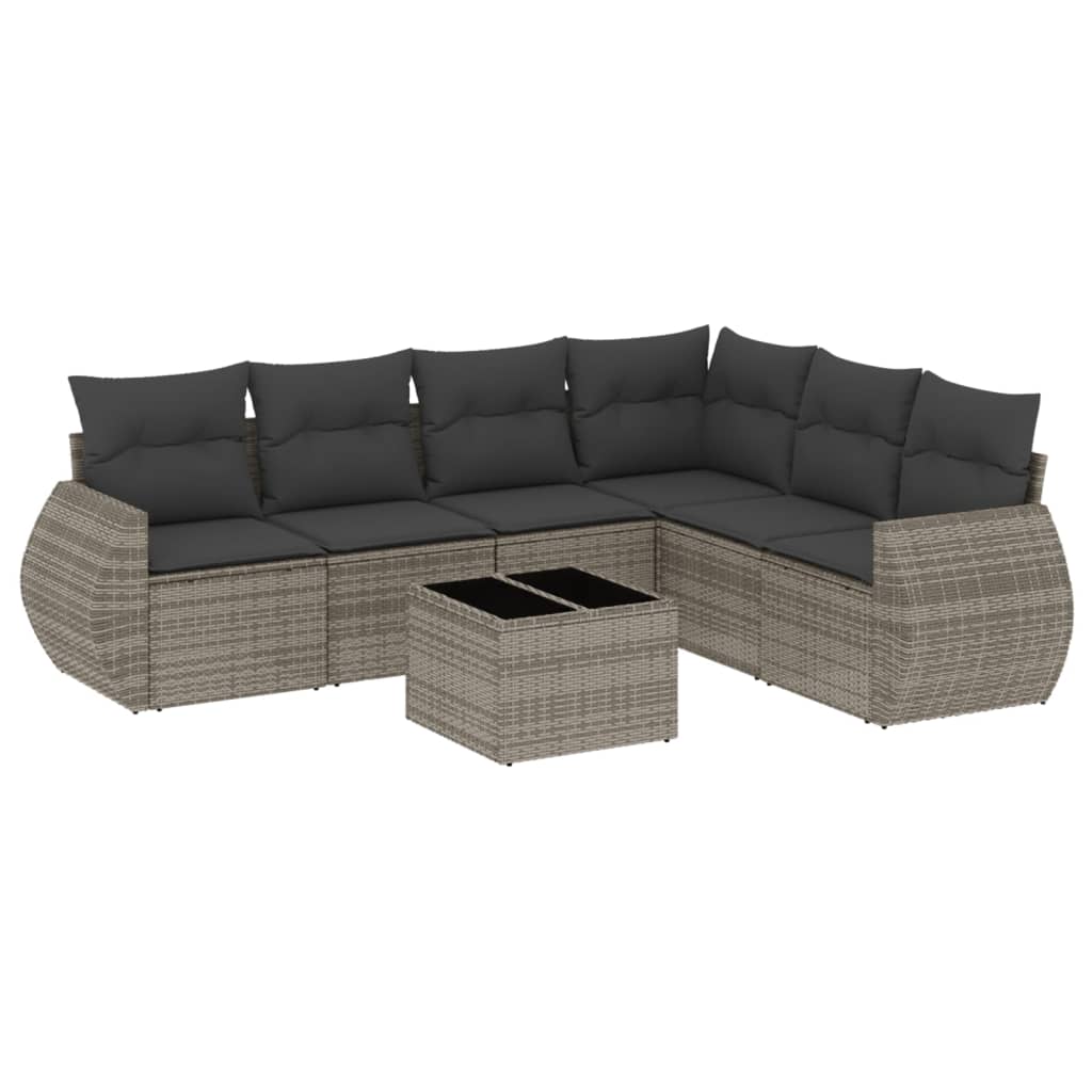 7-delige Loungeset met kussens poly rattan grijs Tuinsets | Creëer jouw Trendy Thuis | Gratis bezorgd & Retour | Trendy.nl