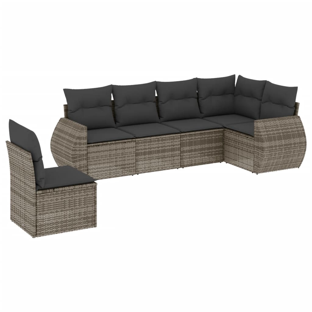 6-delige Loungeset met kussens poly rattan grijs Tuinsets | Creëer jouw Trendy Thuis | Gratis bezorgd & Retour | Trendy.nl