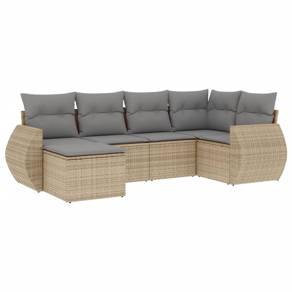 6-delige Loungeset met kussens poly rattan beige Tuinsets | Creëer jouw Trendy Thuis | Gratis bezorgd & Retour | Trendy.nl