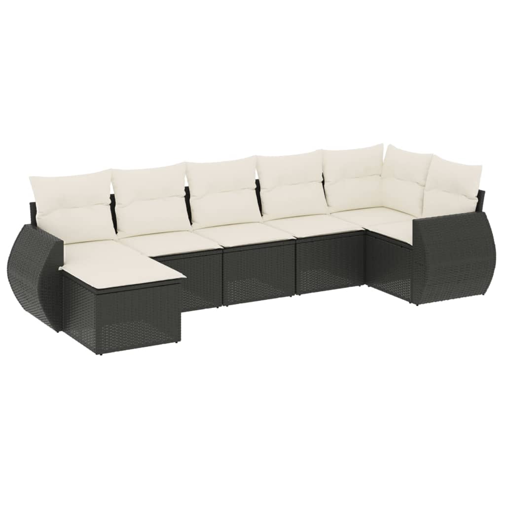 7-delige Loungeset met kussens poly rattan zwart Tuinsets | Creëer jouw Trendy Thuis | Gratis bezorgd & Retour | Trendy.nl