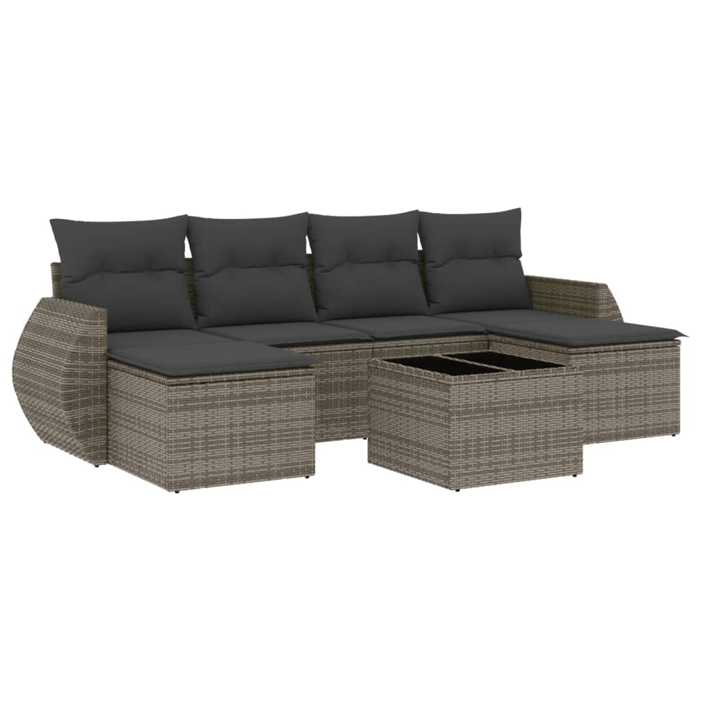 7-delige Loungeset met kussens poly rattan grijs Tuinsets | Creëer jouw Trendy Thuis | Gratis bezorgd & Retour | Trendy.nl