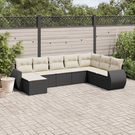 8-delige Loungeset met kussens poly rattan zwart Tuinsets | Creëer jouw Trendy Thuis | Gratis bezorgd & Retour | Trendy.nl