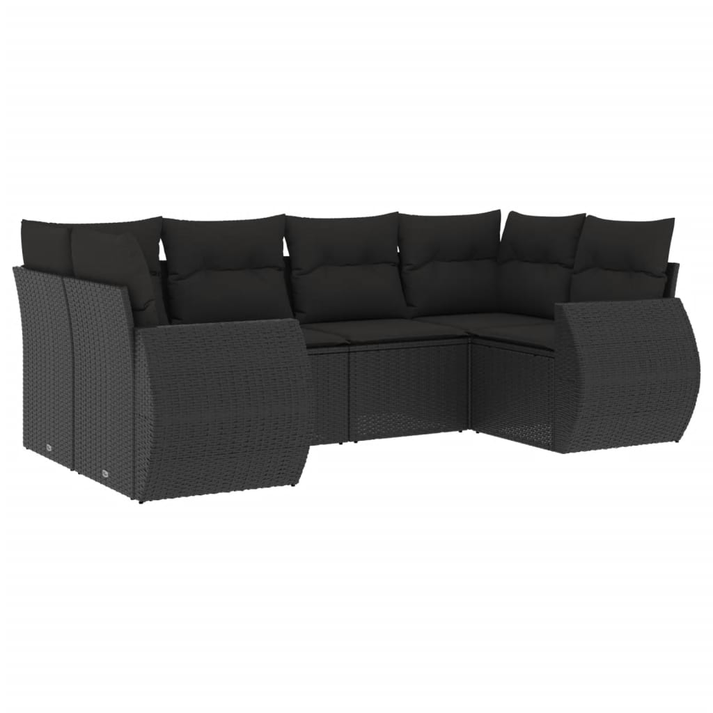 6-delige Loungeset met kussens poly rattan zwart Tuinsets | Creëer jouw Trendy Thuis | Gratis bezorgd & Retour | Trendy.nl