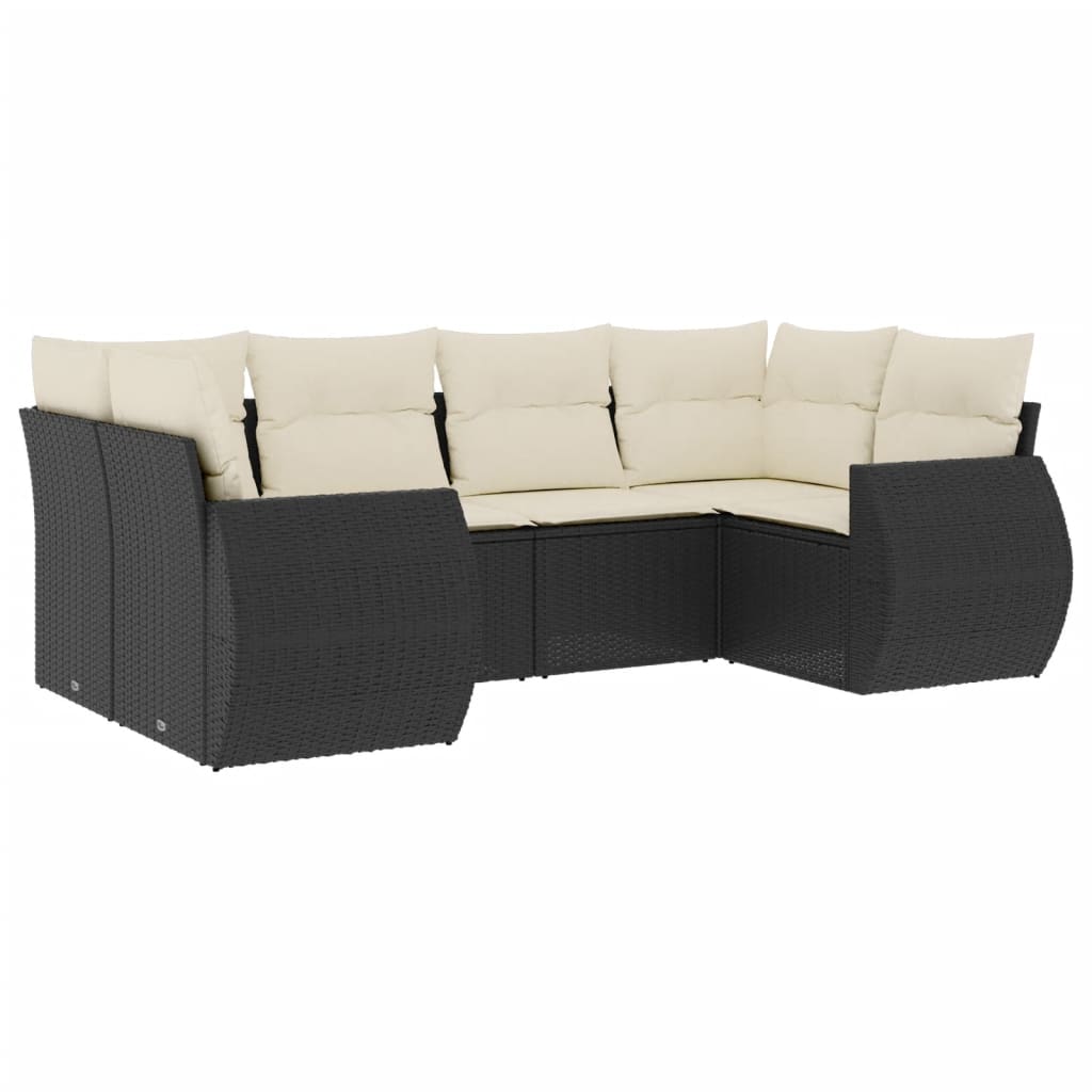 6-delige Loungeset met kussens poly rattan zwart Tuinsets | Creëer jouw Trendy Thuis | Gratis bezorgd & Retour | Trendy.nl