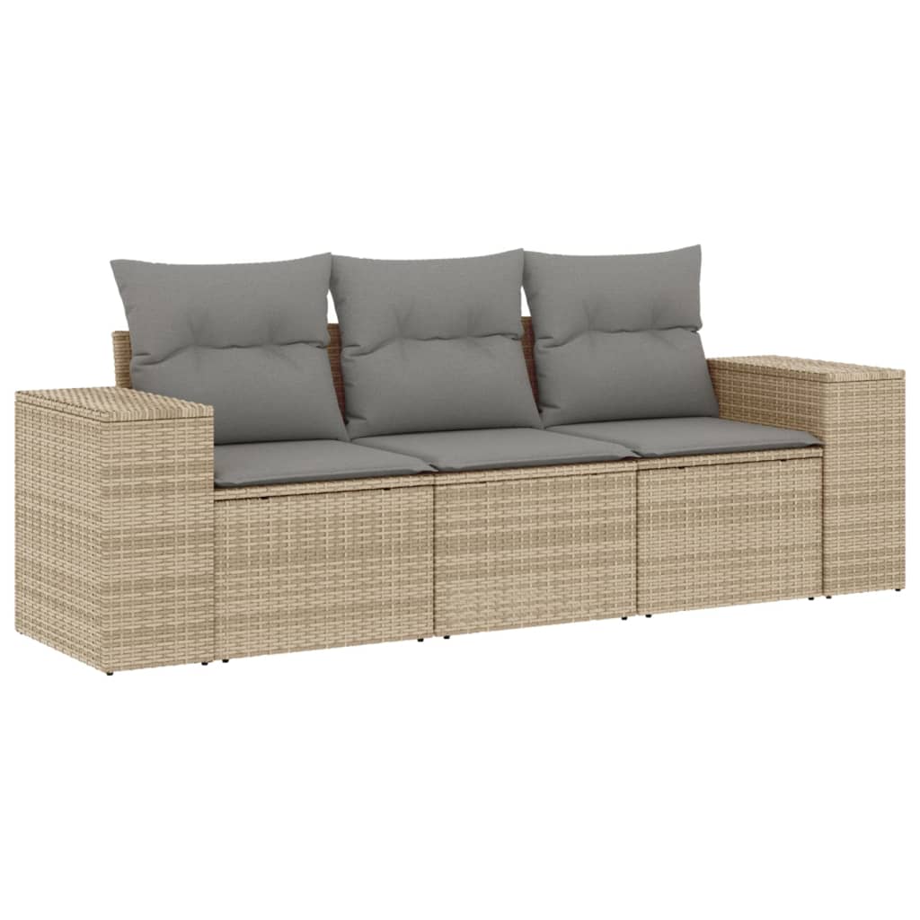 3-delige Loungeset met kussens poly rattan beige Tuinsets | Creëer jouw Trendy Thuis | Gratis bezorgd & Retour | Trendy.nl