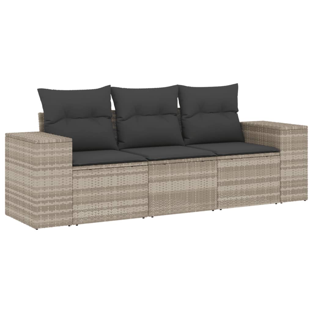 3-delige Loungeset met kussens poly rattan lichtgrijs Tuinsets | Creëer jouw Trendy Thuis | Gratis bezorgd & Retour | Trendy.nl