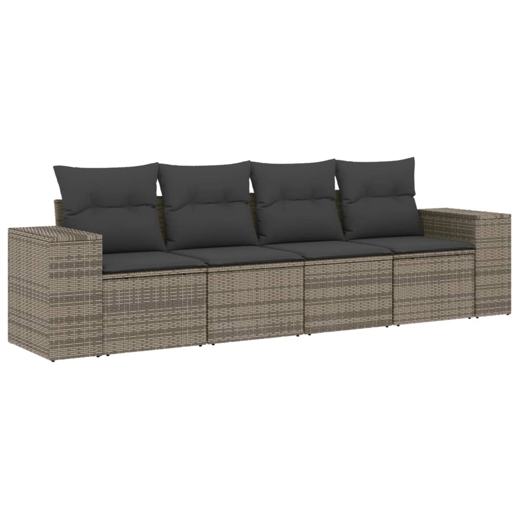 4-delige Loungeset met kussens poly rattan grijs Tuinsets | Creëer jouw Trendy Thuis | Gratis bezorgd & Retour | Trendy.nl