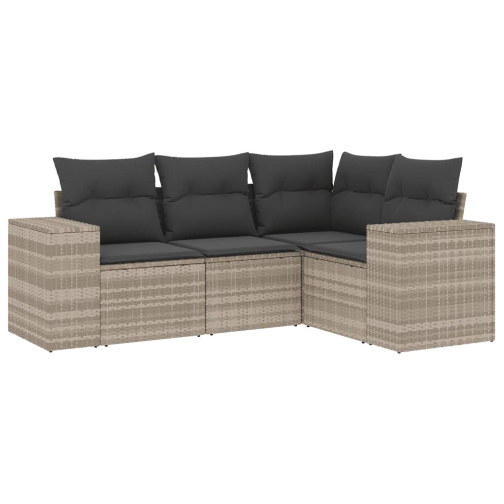 4-delige Loungeset met kussens poly rattan lichtgrijs Tuinsets | Creëer jouw Trendy Thuis | Gratis bezorgd & Retour | Trendy.nl