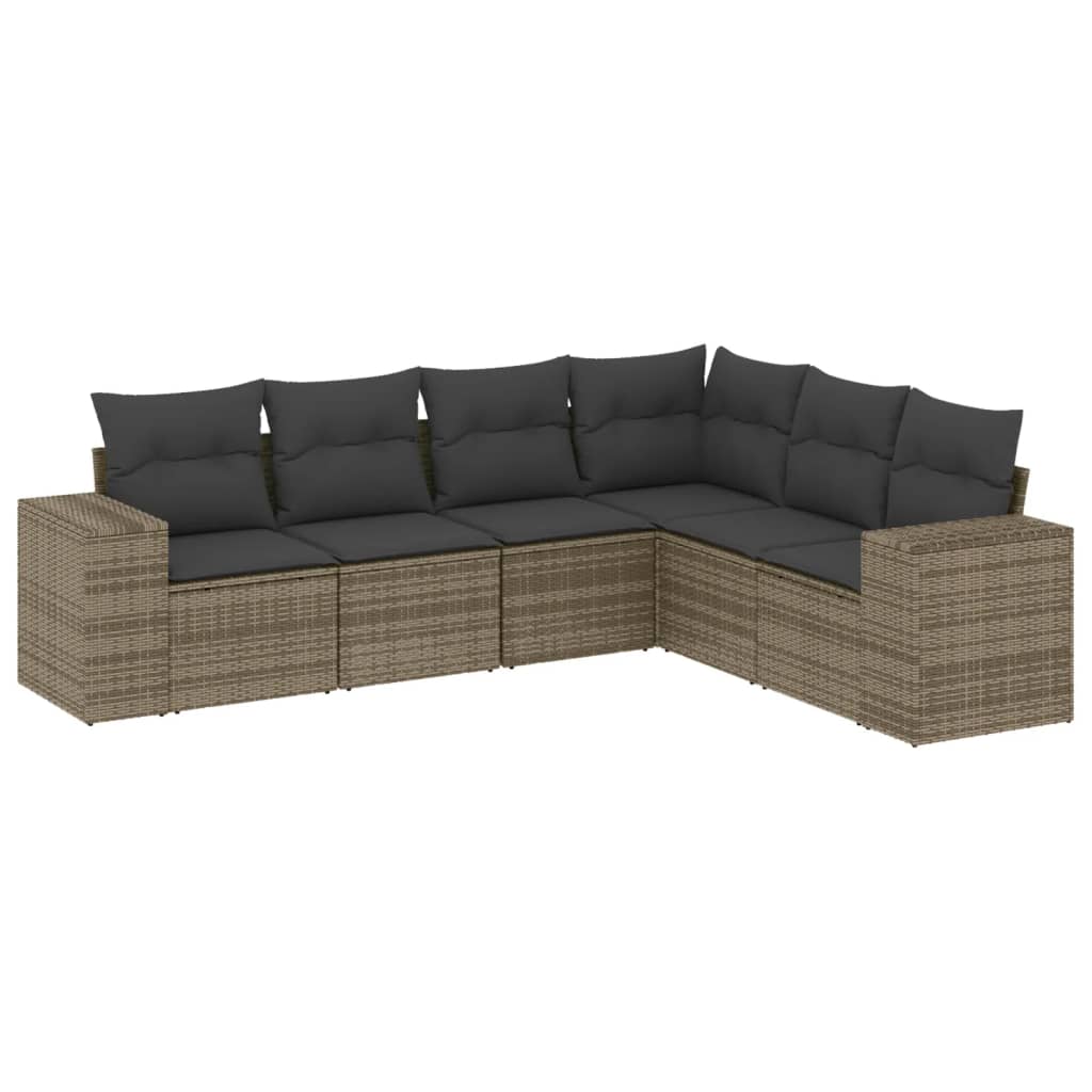 6-delige Loungeset met kussens poly rattan grijs Tuinsets | Creëer jouw Trendy Thuis | Gratis bezorgd & Retour | Trendy.nl