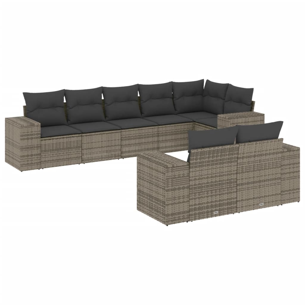 8-delige Loungeset met kussens poly rattan grijs Tuinsets | Creëer jouw Trendy Thuis | Gratis bezorgd & Retour | Trendy.nl