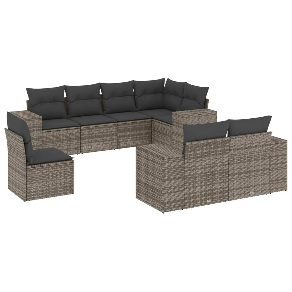 8-delige Loungeset met kussens poly rattan grijs Tuinsets | Creëer jouw Trendy Thuis | Gratis bezorgd & Retour | Trendy.nl