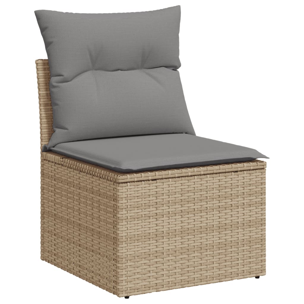 7-delige Loungeset met kussens poly rattan gemengd beige