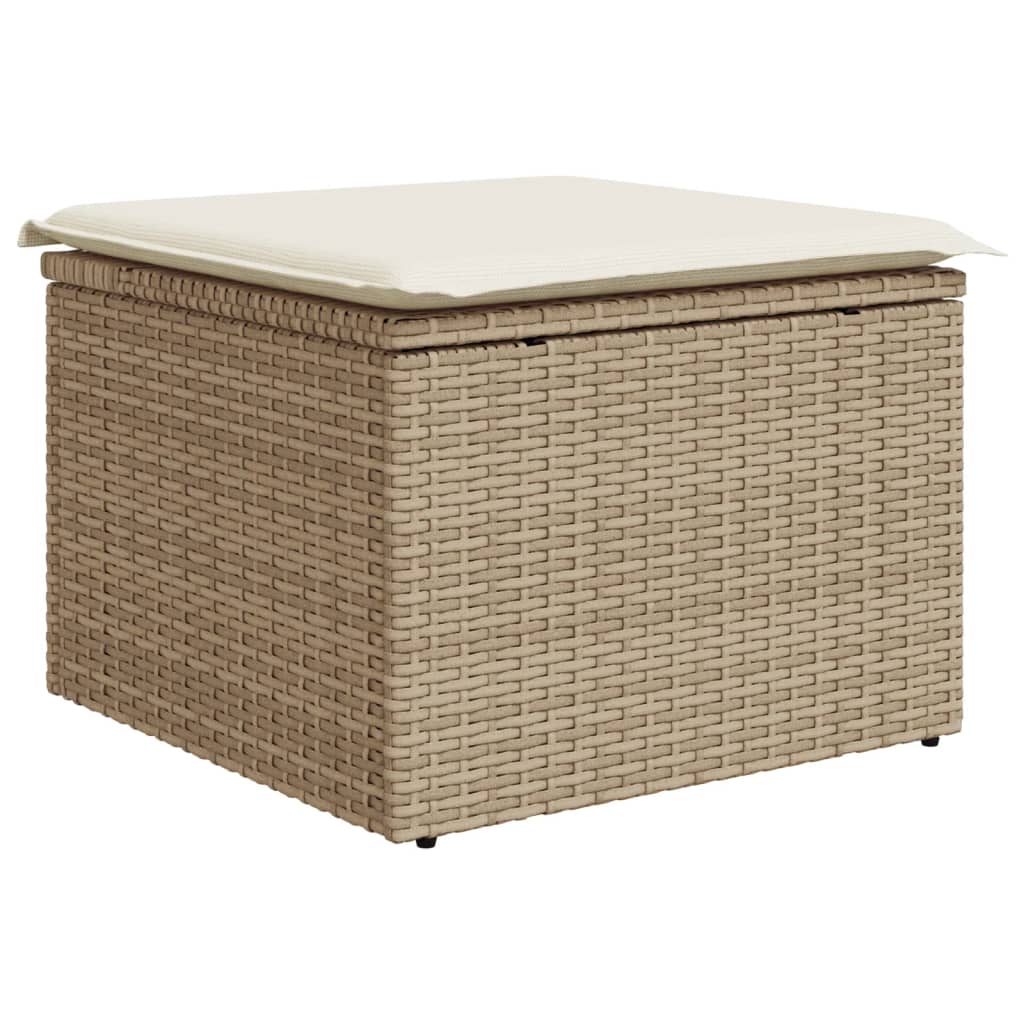 5-delige Loungeset met kussens poly rattan beige