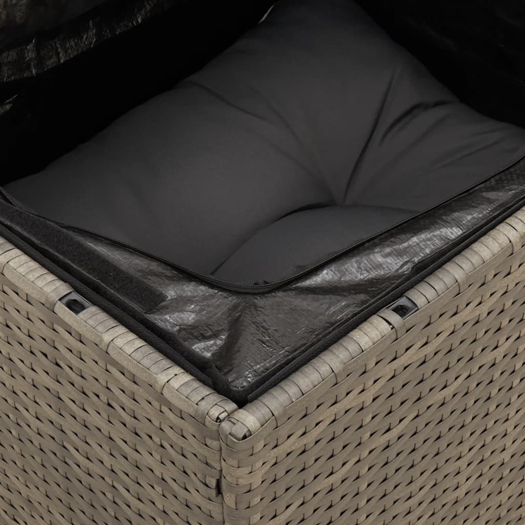 5-delige Loungeset met kussens poly rattan grijs