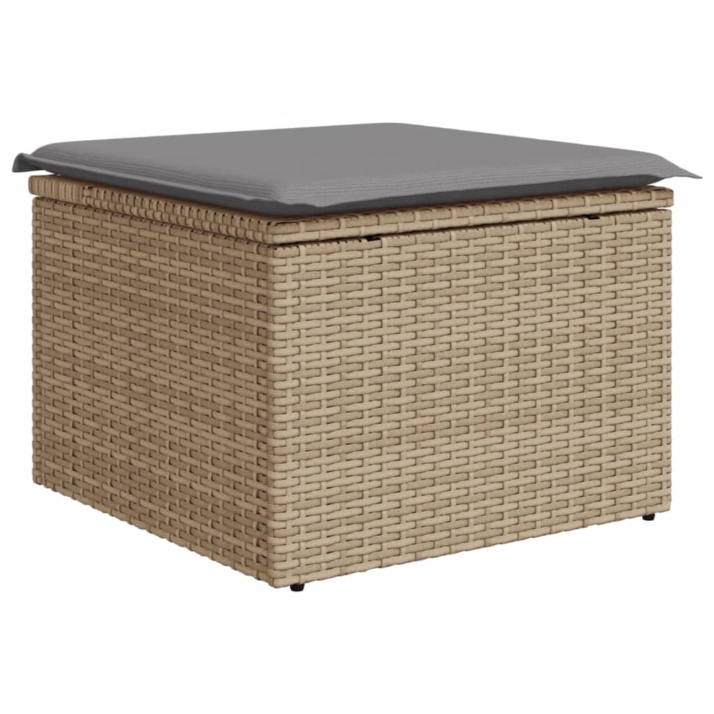 5-delige Loungeset met kussens poly rattan gemengd beige