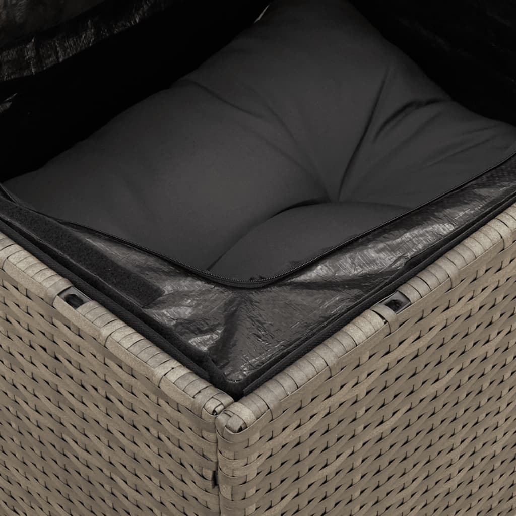 9-delige Loungeset met kussens poly rattan grijs