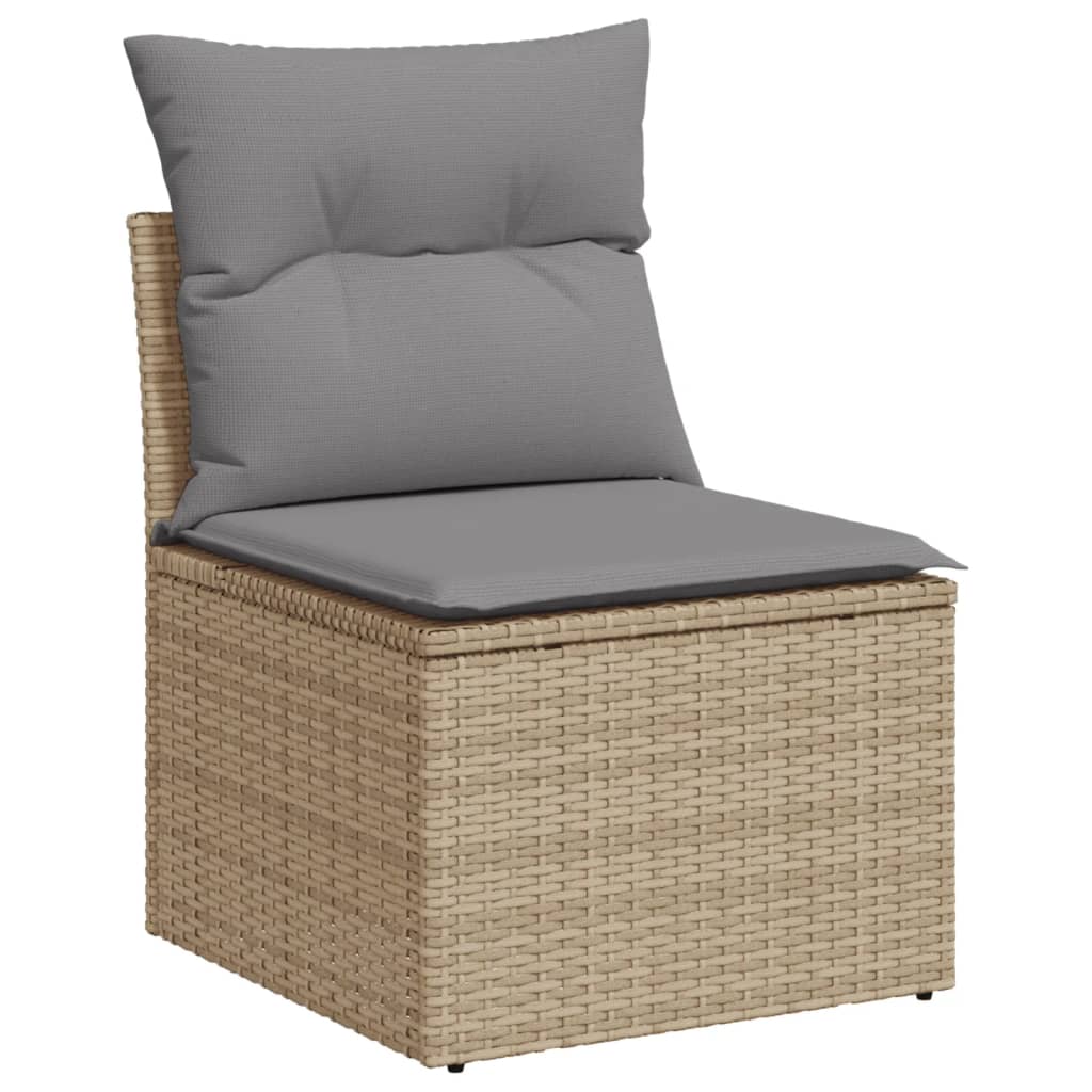 8-delige Loungeset met kussens poly rattan gemengd beige