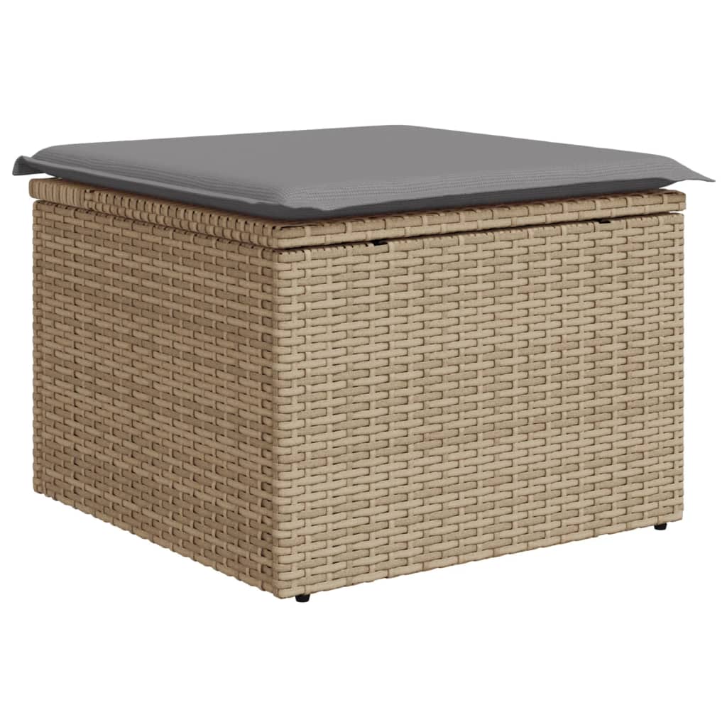 8-delige Loungeset met kussens poly rattan gemengd beige