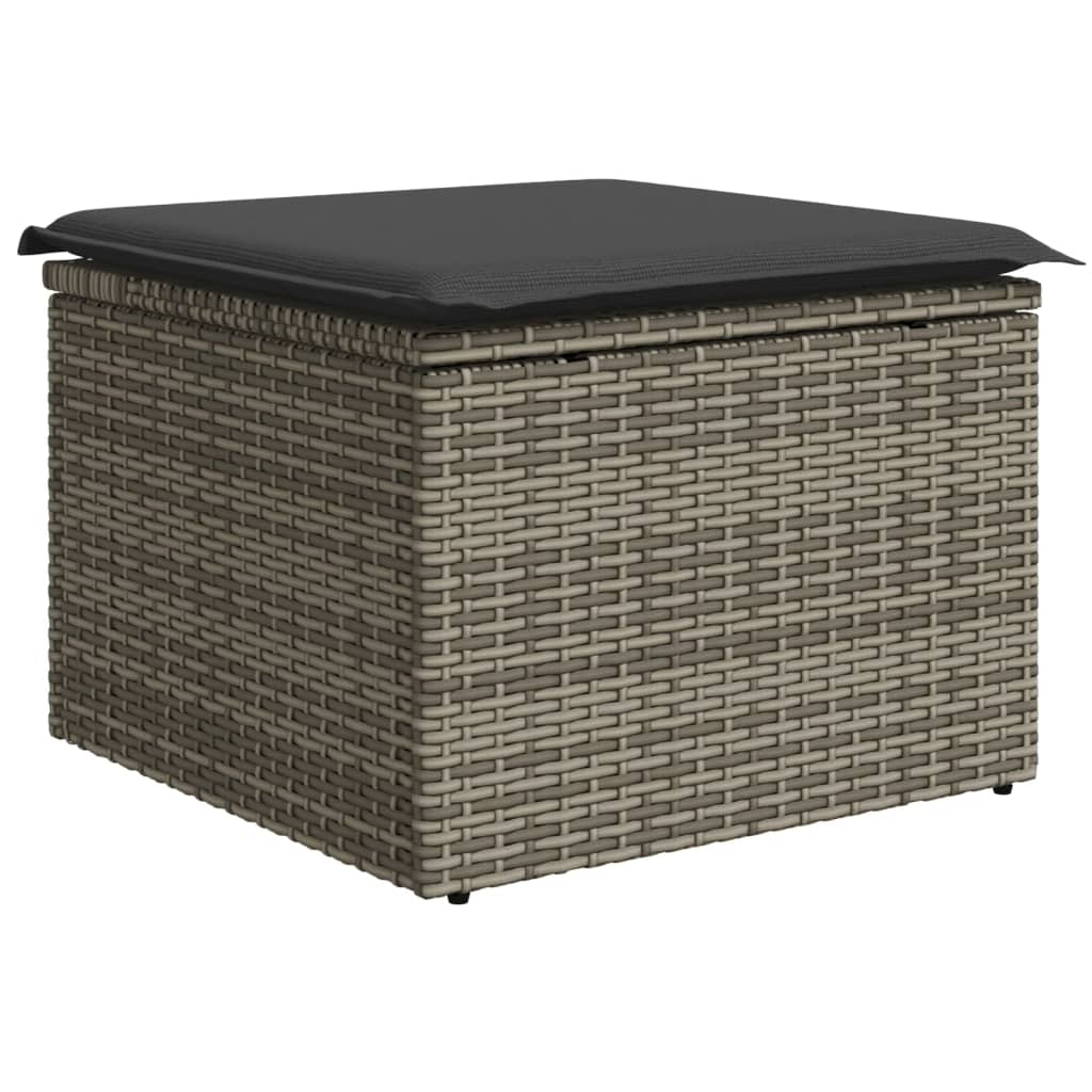 8-delige Loungeset met kussens poly rattan grijs