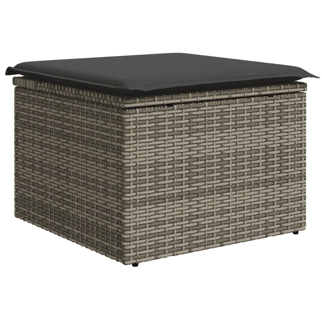 9-delige Loungeset met kussens poly rattan grijs