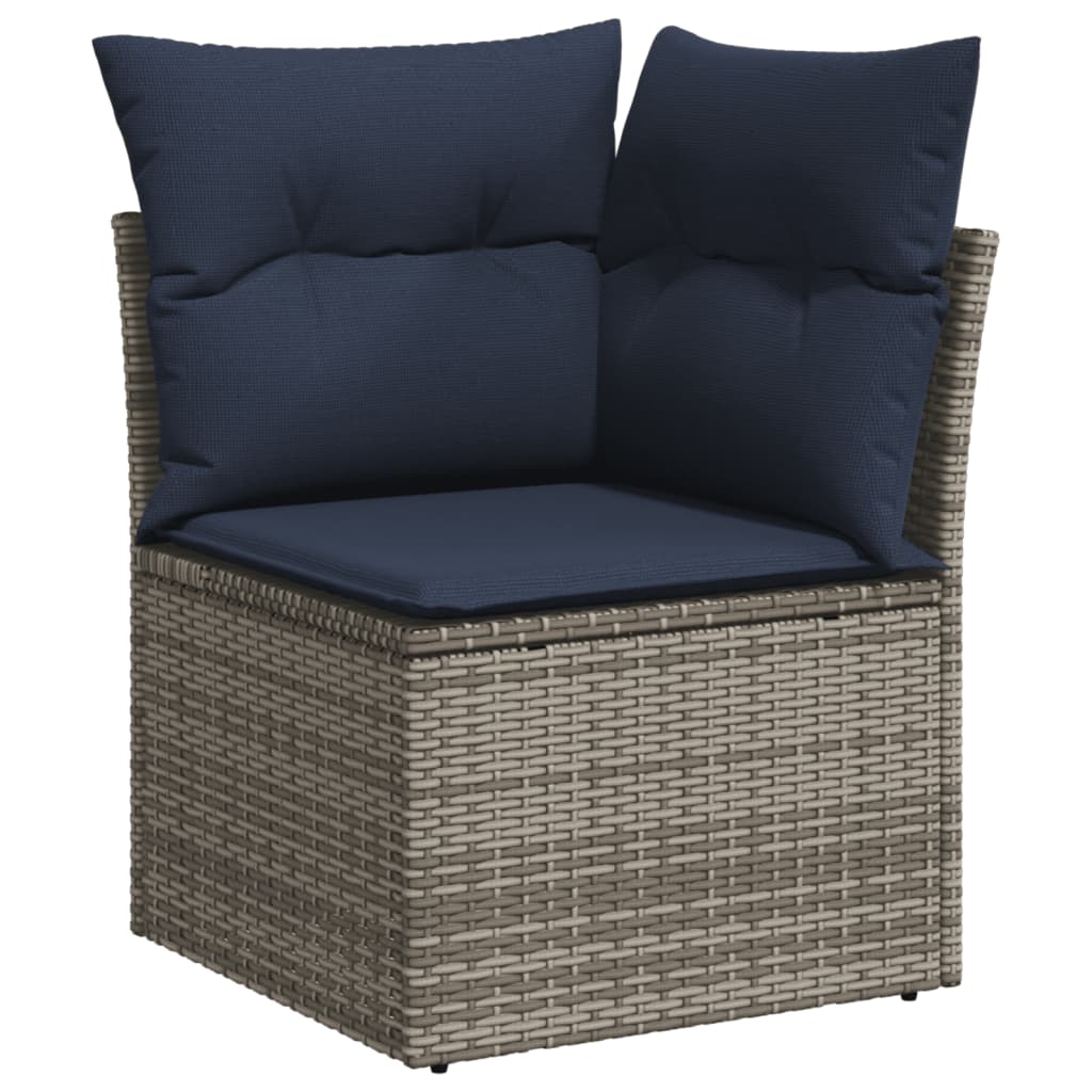 13-delige Loungeset met kussens poly rattan grijs