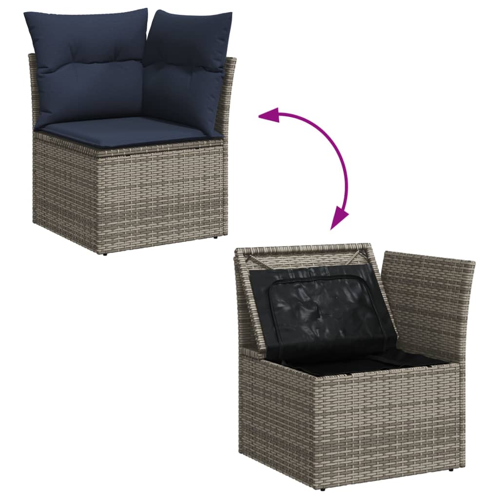 13-delige Loungeset met kussens poly rattan grijs