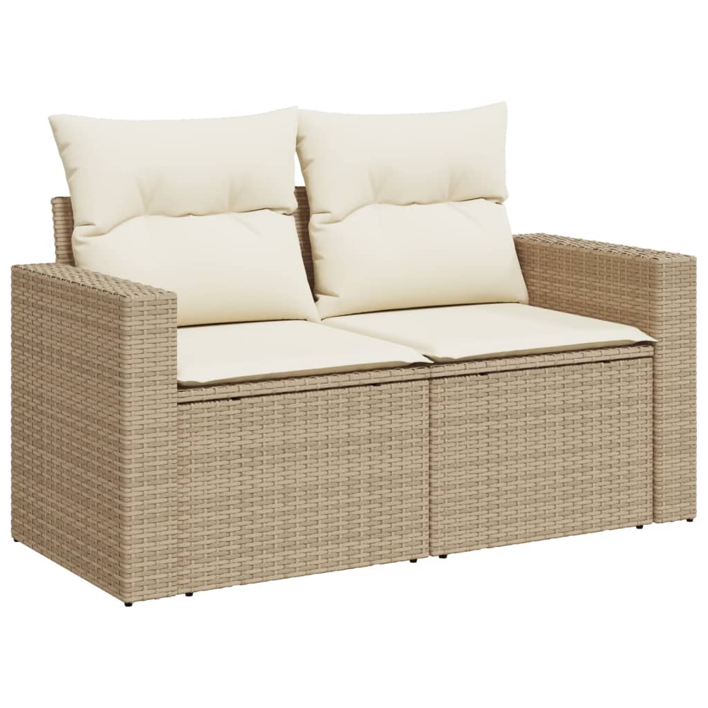 4-delige Loungeset met kussens poly rattan beige