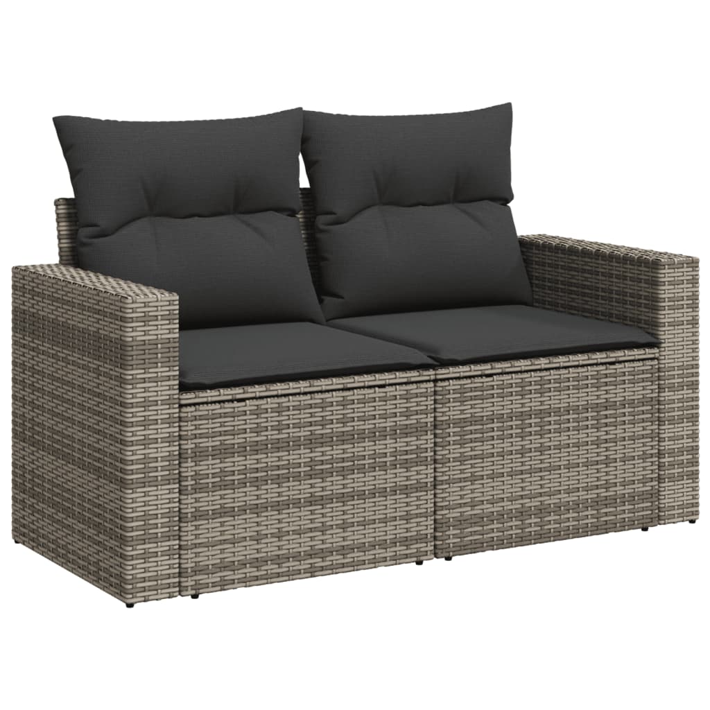 4-delige Loungeset met kussens poly rattan grijs