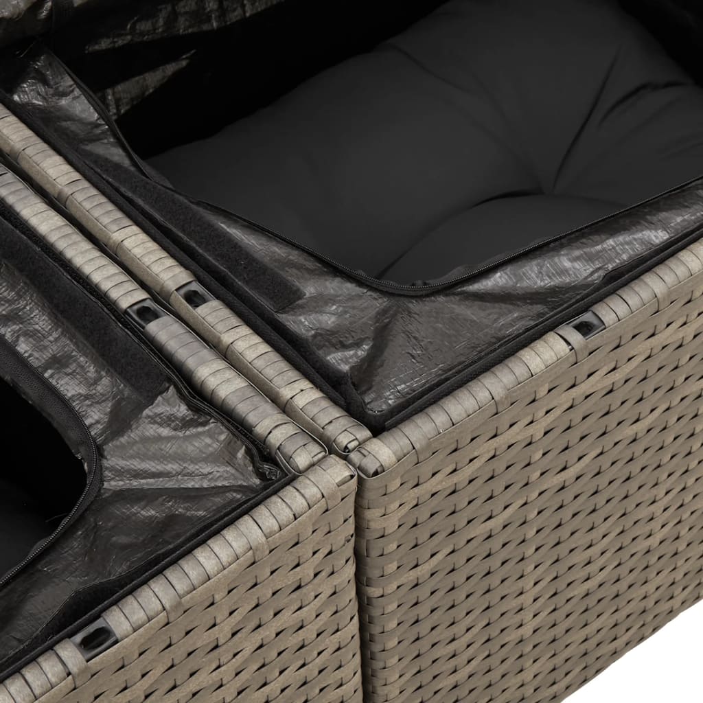 4-delige Loungeset met kussens poly rattan grijs